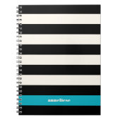 Carnet Bande moderne noire, crème et turquoise (Devant)