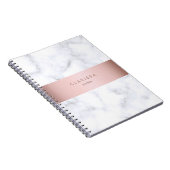 Carnet bande rose de faux d'or de marbre blanc élégant (Côté Droit)