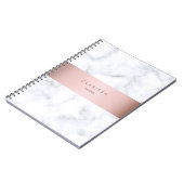 Carnet bande rose de faux d'or de marbre blanc élégant (Côté gauche)