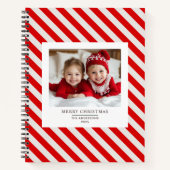 Carnet "Bande rouge avec photo Joyeux Noël et nom (Devant)