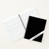 Carnet Bande simple noire et blanche Nom personnalisé (Intérieur)