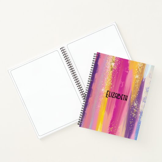 Carnet Bandes arc-en-ciel colorées avec Parties scintilla (Intérieur)