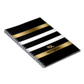 Carnet Bandes blanches et noires Accents or motif (Côté Droit)