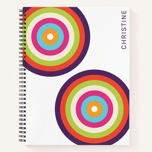 Carnet Bandes colorées Cercles rétro Art (Devant)
