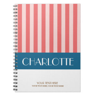 Carnet Bandes colorées élégantes personnalisées avec mono