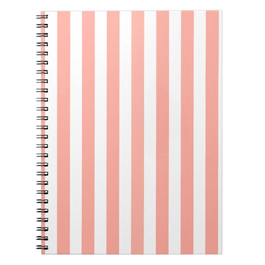 Carnet Bandes de bonbons corail et blanc (Devant)