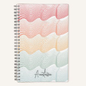 Carnet Bandes de couleur ondulée avec votre NOM | élégant (Recto)