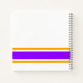 Carnet Bandes de course orange violet vif sur fond blanc (Dos)