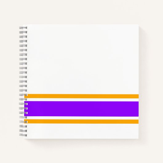 Carnet Bandes de course orange violet vif sur fond blanc (Devant)