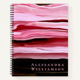 Carnet Bandes de marbre personnalisées Rose Bourgogne Abs