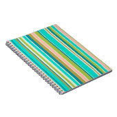 Carnet Bandes de pêche et turquoise roses rétro-verticale (Côté Droit)