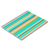 Carnet Bandes de pêche et turquoise roses rétro-verticale (Côté gauche)