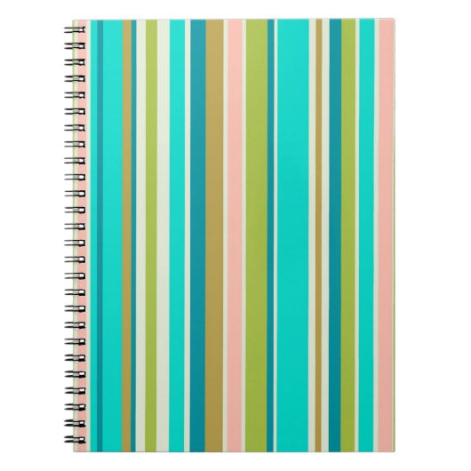 Carnet Bandes de pêche et turquoise roses rétro-verticale (Devant)