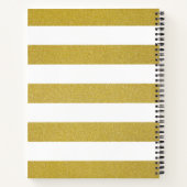 Carnet Bandes d'or, Motif rayé, Lignes, Votre Nom (Dos)
