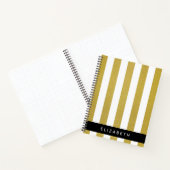 Carnet Bandes d'or, Motif rayé, Lignes, Votre Nom (Intérieur)