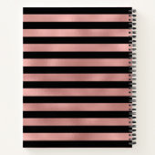 Carnet Bandes d'or Rose personnalisées avec C initial (Dos)