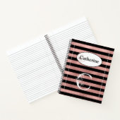 Carnet Bandes d'or Rose personnalisées avec C initial (Intérieur)