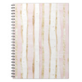 Carnet Bandes dorées roses blanches (Devant)