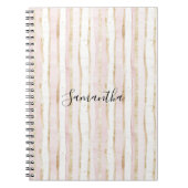 Carnet Bandes dorées roses blanches (Devant)