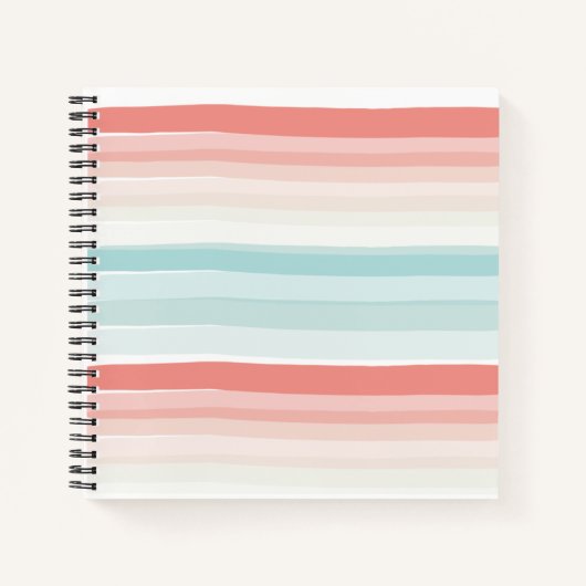 Carnet Bandes estivales en corail et turquoise (Devant)