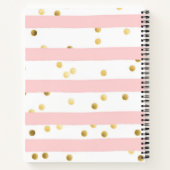 Carnet Bandes et points roses mignons avec nom (Dos)