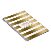 Carnet Bandes géométriques modernes blanches et dorées (Côté Droit)