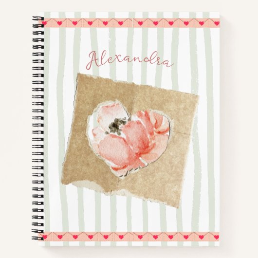 Carnet Bandes mignonnes pastel arrière - plan Floral et c (Devant)