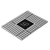 Carnet Bandes modernes en noir, blanc et gris - Monogramm (Côté gauche)