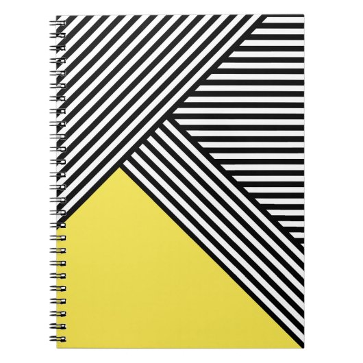 Carnet Bandes noires et blanches avec triangle jaune (Devant)