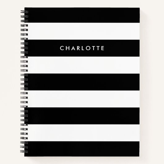 Carnet Bandes noires et blanches personnalisées (Devant)
