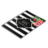 Carnet Bandes Noires Et Hibiscus Roses-Graduations (Côté gauche)
