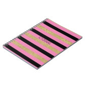 Carnet Bandes noires rose or (Côté gauche)