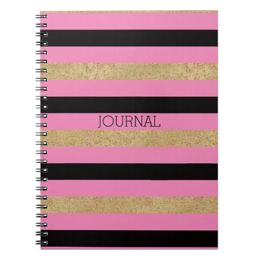 Carnet Bandes noires rose or (Devant)