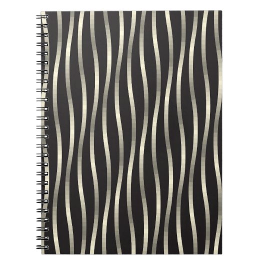 Carnet Bandes ondulées dorées, texture luxueuse (Devant)