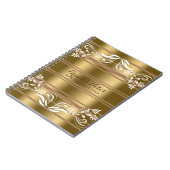 Carnet Bandes Or Et Tan Avec Dentelle Florale Blanche (Côté gauche)