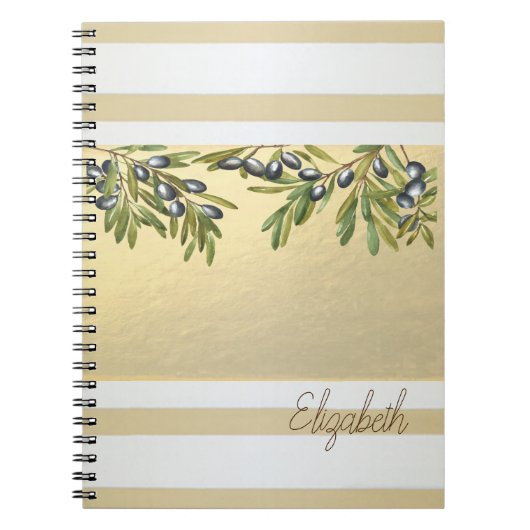 Carnet Bandes Or Modernes, Branches Olive (Devant)