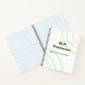 Carnet Bandes orange vertes ajouter le nom message texte (Intérieur)