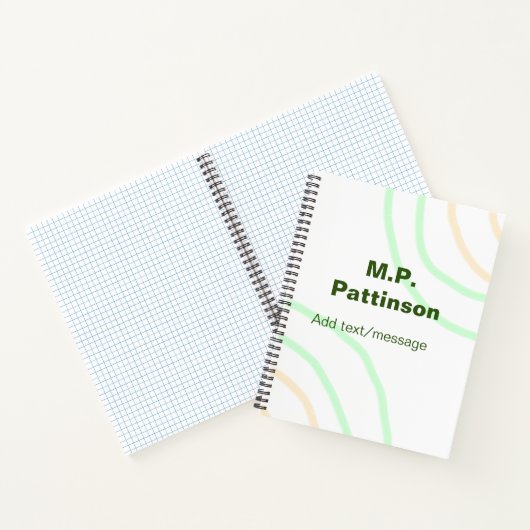 Carnet Bandes orange vertes ajouter le nom message texte  (Intérieur)