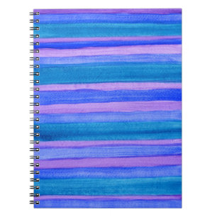 Carnet Bandes peintes : Turquoise, Bleu, Violet