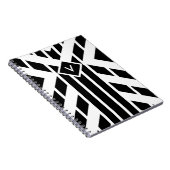 Carnet Bandes quadrilatérales noires sur blanc avec monog (Côté Droit)