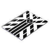 Carnet Bandes quadrilatérales noires sur blanc avec monog (Côté gauche)