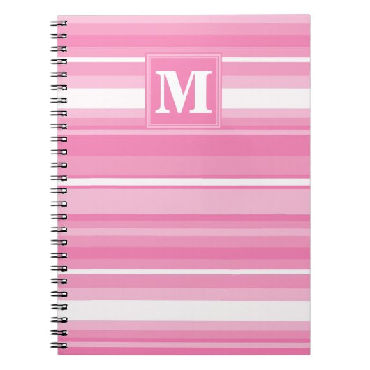 Carnet Bandes rose monogramme (Devant)