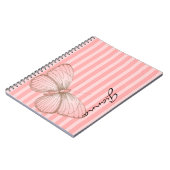 Carnet Bandes roses avec papillon (Côté gauche)