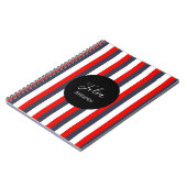 Carnet Bandes rouges, blanches et bleues nom personnalisé (Côté gauche)