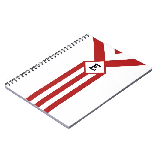 Carnet Bandes rouges et Chevrons avec Monogramme sur blan (Côté gauche)