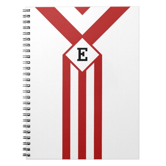 Carnet Bandes rouges et Chevrons avec Monogramme sur blan (Devant)