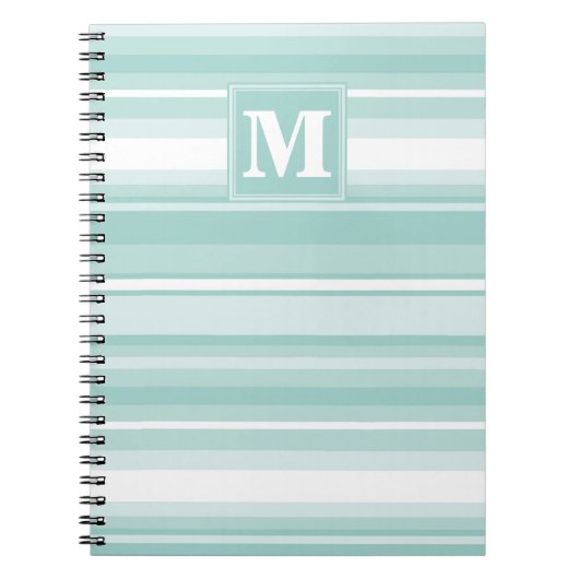 Carnet Bandes vertes de menthe monogramme (Devant)
