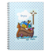 Carnet Baptême d’arche de Noé, Bleu de garçon (Devant)