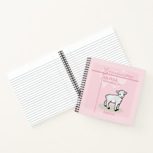Carnet Baptême de la petite-fille Pink Girl Lamb Nom et d