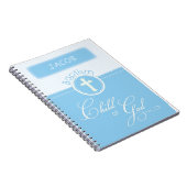 Carnet Baptême, Nom Personnalisé, Enfant Bleu de Dieu (Côté Droit)